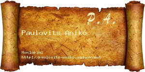 Paulovits Anikó névjegykártya
